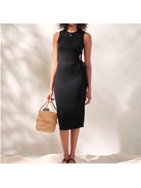 Abercrombie & Fitch ribbed side cutout midi black dress